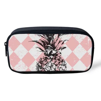 

Pineapple Rhombic Combination Pink Sketch Pencil Case Women Cosmetic Makeup Bag Durable School Office Students Pen Pouch
