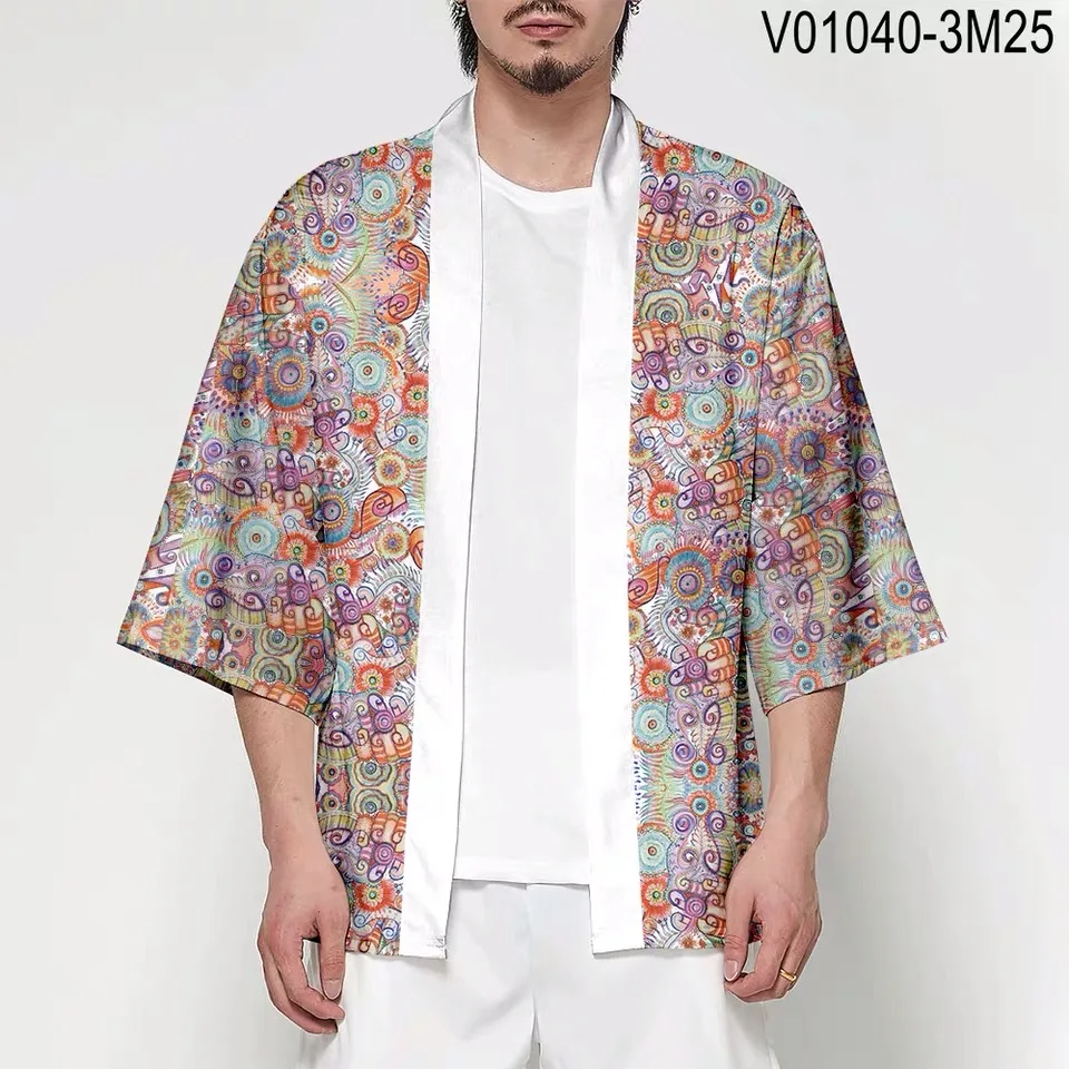 Японское кимоно юката Haori 3D печать Косплей женщин/мужчин мода лето Повседневная крутая короткий рукав - Цвет: M