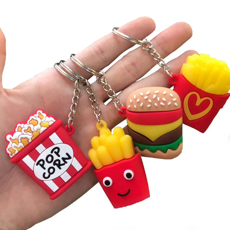 

Resin Simulation Popcorn Food Key Ring Holder Chains Bags Car Burger Keychains kid toy Accessories Gifts Pendant plush