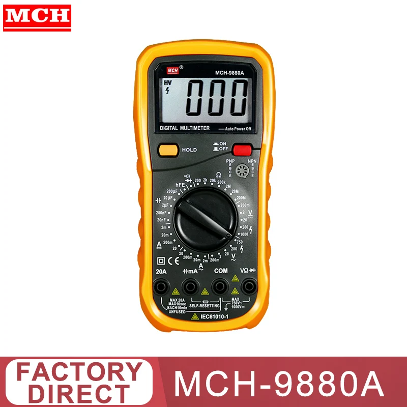 MCH 9880 серия Ручной ЖК-цифровой мультиметр AC/DC Напряжение Amp сопротивление Тока