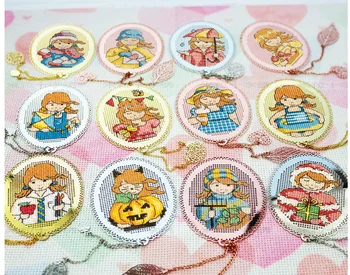 

month girl 4 Bookmark Princess DIY Craft Stich Set Cross Stitch Needlework Embroidery Crafts Counted Cross-Stitching Kit