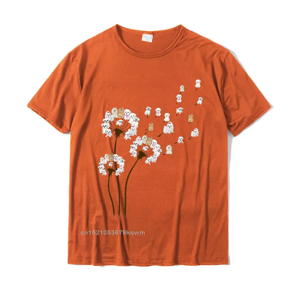 2021 Popular Printed Personalized Short Sleeve T-shirts Summer Autumn O-Neck 100% Cotton Tees for Men T-shirts Fashionable Flower Maltese Dog Dandelion Funny Animal Lover For Boy Girl T-Shirt__3891 orange