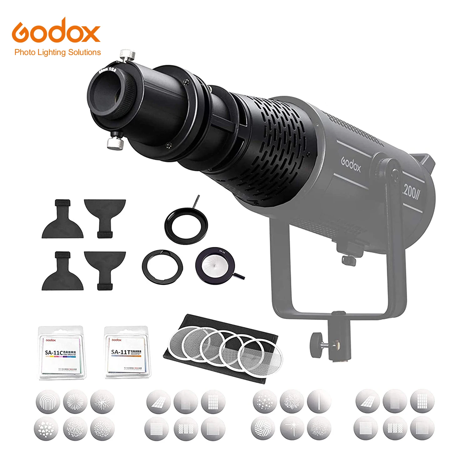 best lens for astrophotography Godox SA-17 Kit for Godox SA-P Projector Kit to Bowens Mount S30 VL150 VL200 VL300 SL150II SL200II LED Light mini photo studio lightbox Photo Studio Supplies