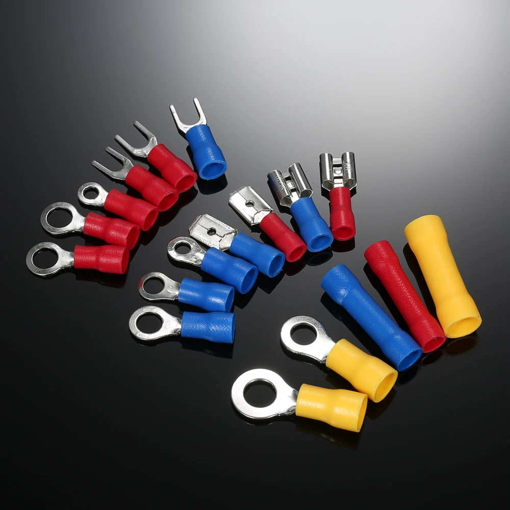 1200PCS Insulated Terminals Kit 10 Kinds Copper Crimp Electrical Wire Cable Connector Kit Cord Ring End Set