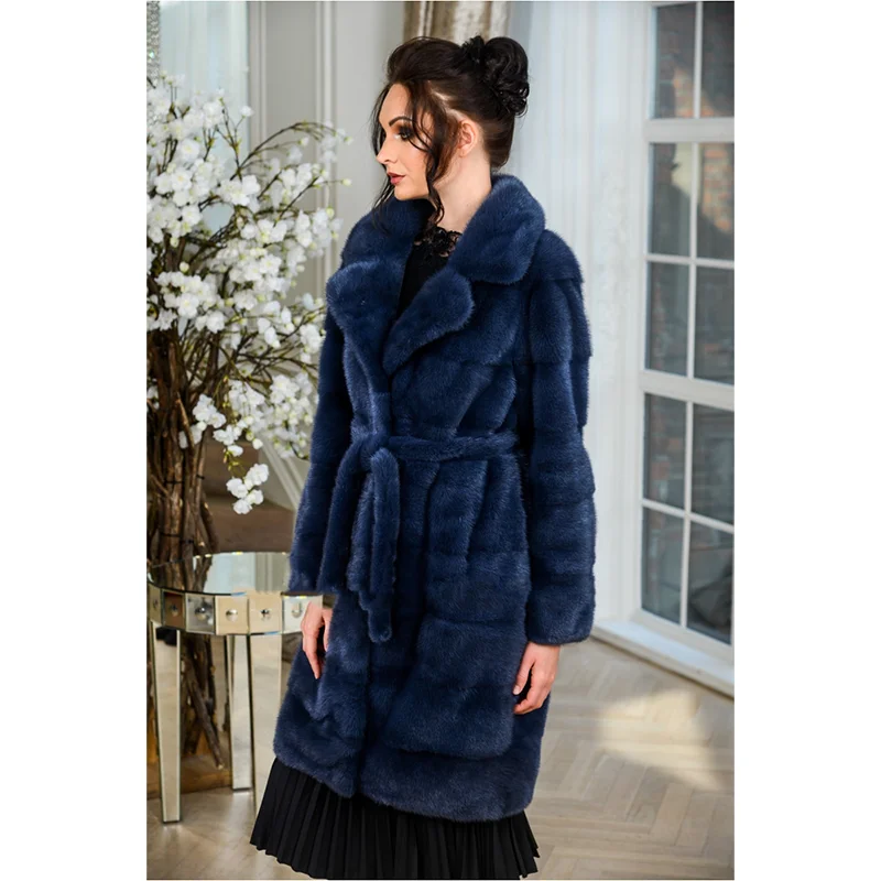 FURSARCAR 2021 New Arrival Natural Mink Fur Long Real Fur Thick Warm Winter Luxury Women Wrap Coat High Quality Fashion Overcoat