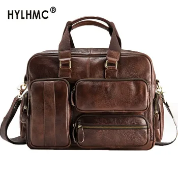 

Retro Multifunctional Oil Leather Briefcase Men's Bag Leather Business Handbag Men Shoulder Bag Computer Bags 2020 Original Soft