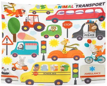 

Tapestry Kids Transports with Animals Giraffe Taxi Tapestries Wall Hanging for Living Room Bedroom Dorm