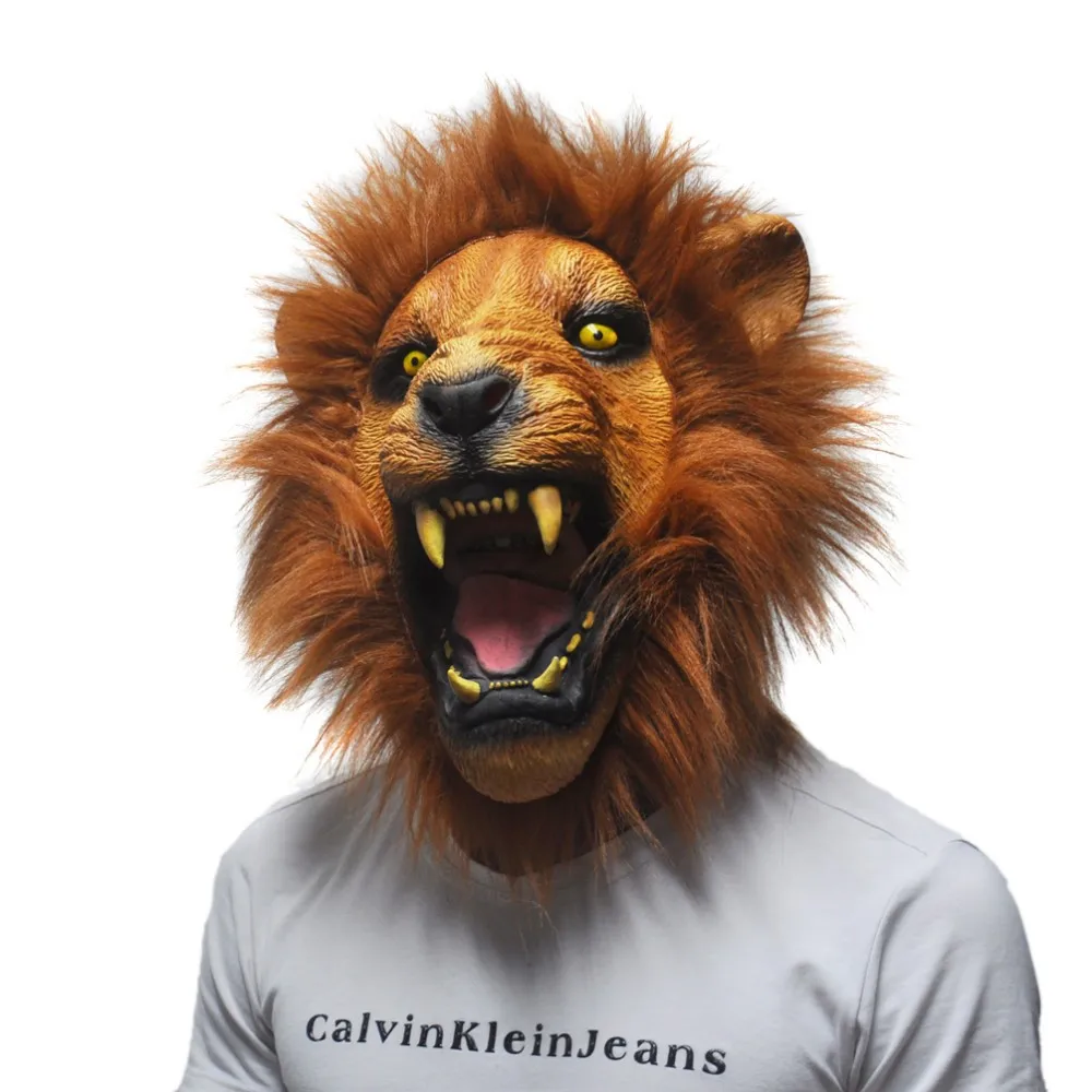 Хэллоуин реквизит для взрослых сердитый голова льва мяч День рождения животных всех латекс Силиконовой Резины Маска
