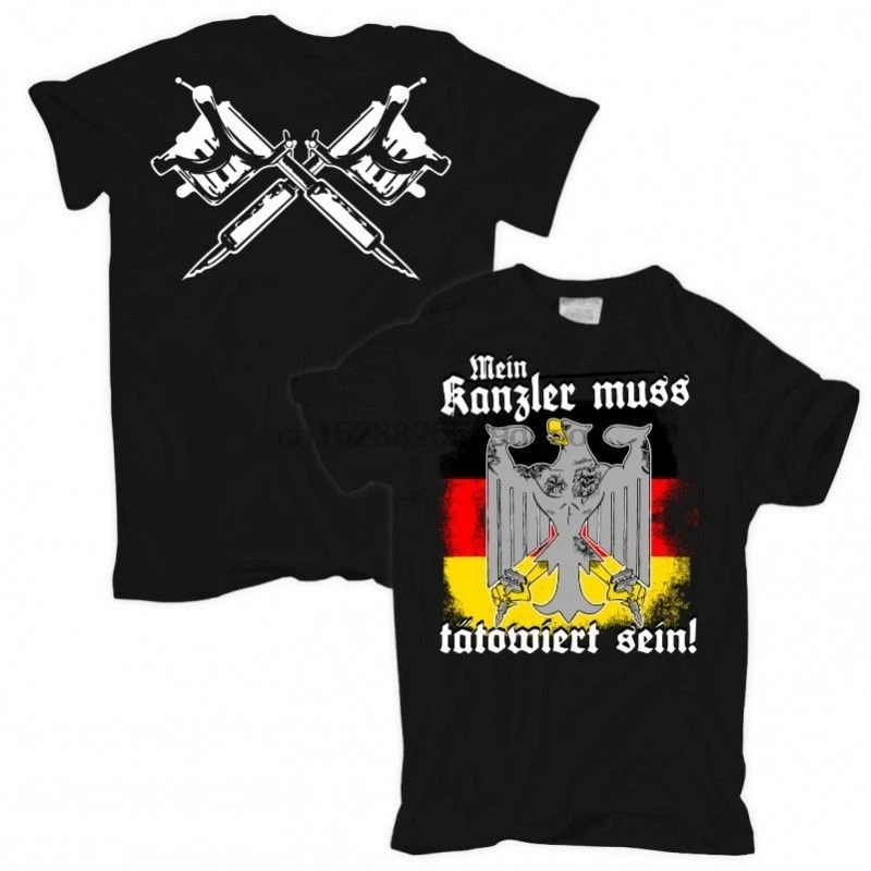 2019 New Brand Hot T-Tee Shirt Mein Kanzler Muss Tatowiert Sein Tattoo Hardcore Lustig Inked Fun Artist Tee | Мужская одежда