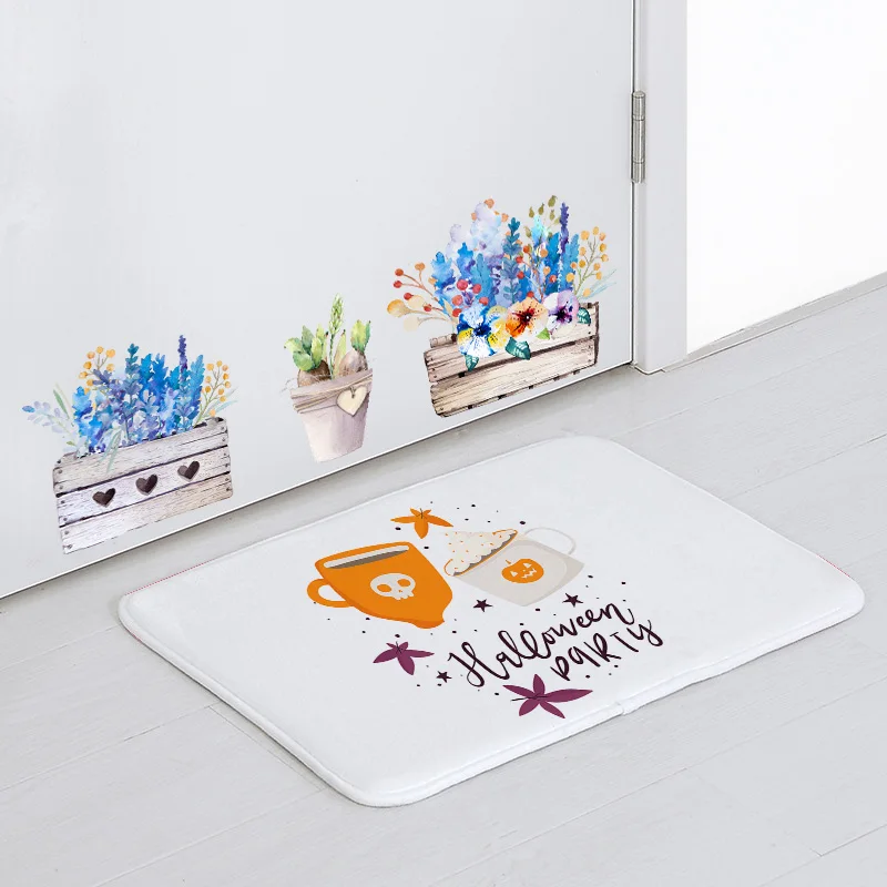 Funny Cute Floor Mat White Ghost Pumpkin Bat Cartoon Carpet Home Bathroom 40*60Cm Non-Slip Rubber Absorbent Halloween Door Mat
