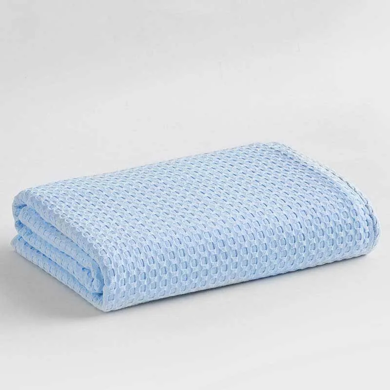 Light Blue Qeen/King size вафельное одеяло для дивана покрывало соты кондиционер Полотенце покрывало для автомобиля офисное одеяло - Цвет: Light Blue