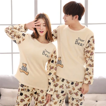 

Adult Couples Pijama Women Cartoon kumamoto Flannel Plush Pyjamas Suit Velvet Couple Set Pijamas Sets Sleepwear Pajama Homewear