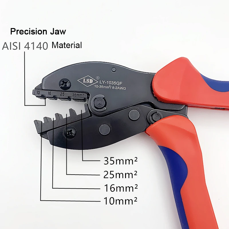 Обжимные клещи 10 16 25 35mm2 трубчатый Терминал Обжимные Щипцы для соединений LY-1035GF провод-наконечники 220 мм зажим ручные инструменты