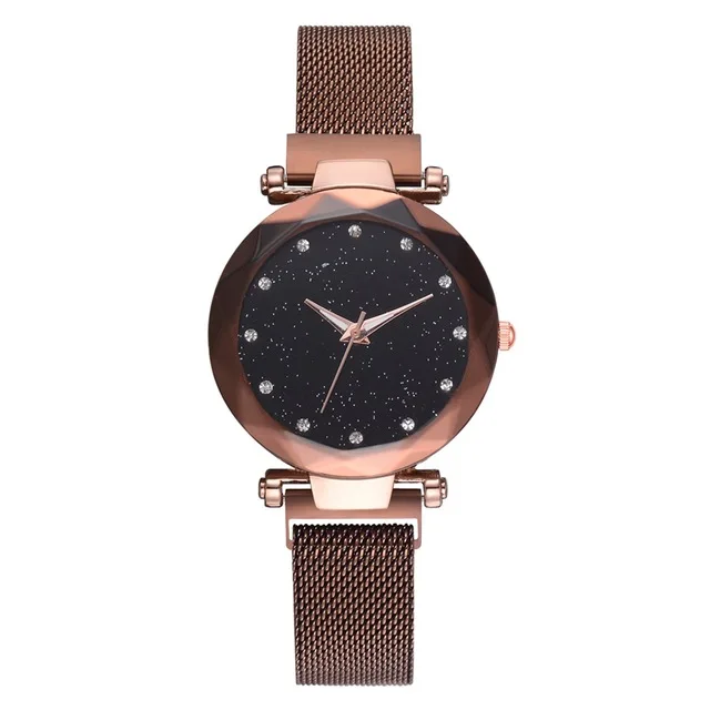 A Brown Relogio Feminino модные женские часы Звездное небо магнитные наручные часы с ремешком-сеткой женское платье Светящиеся кварцевые наручные женские часы - Цвет: A Brown