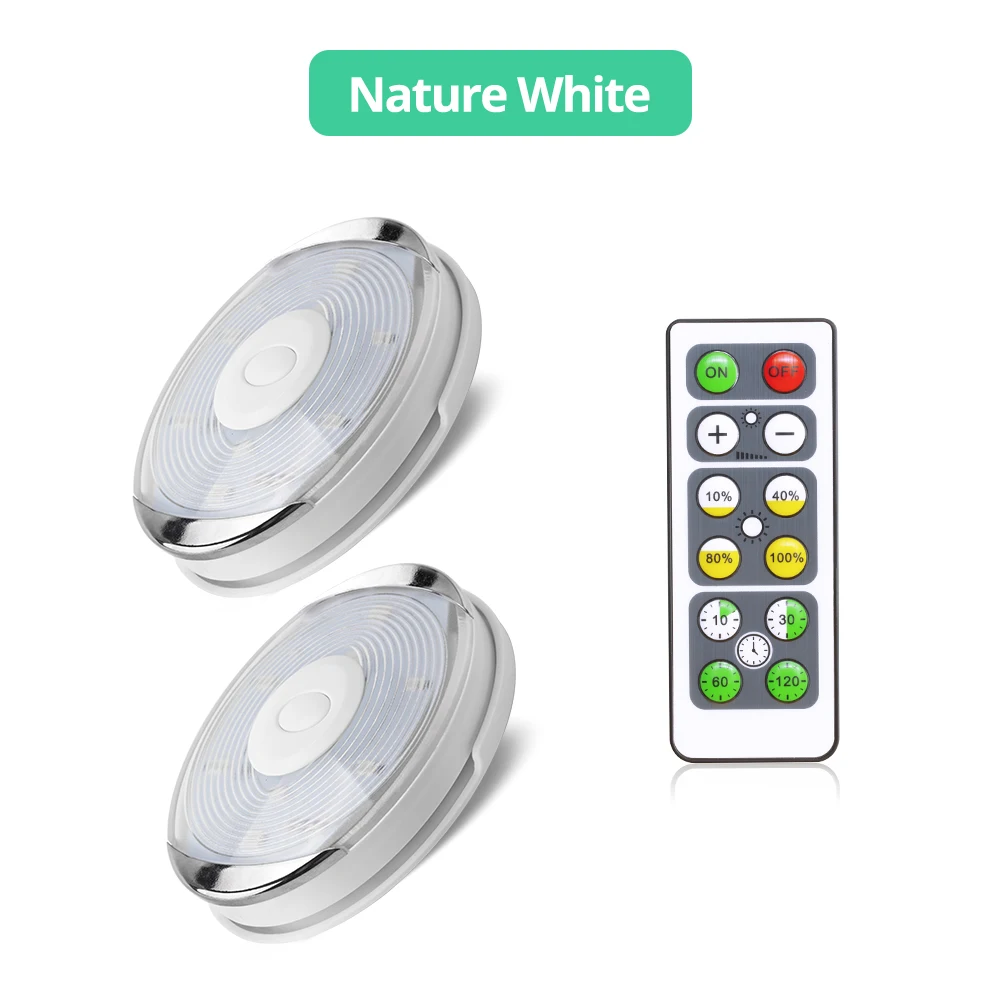 2 Lamp 1 Remote Беспроводная сенсорная светодиодная подсветка под шкаф для кухни Светодиодная лампа; аккумулятор/шкаф шайба светильник с контроллером затемнения ночника - Цвет: 2 Lamp 1 Remote