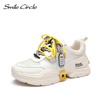 

Smile Circle Women Chunky Sneaker Flat Platform Shoes Thick bottom Casual Breathable Ladies Sneaker 2019