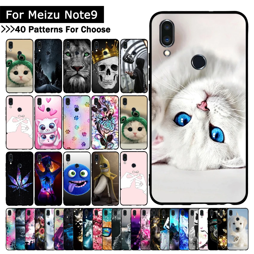 Ultra-thin Soft TPU Silicone Case For Meizu Note 9 Cat Animal Printed Protective covers phone shells bagsc cases for meizu note9