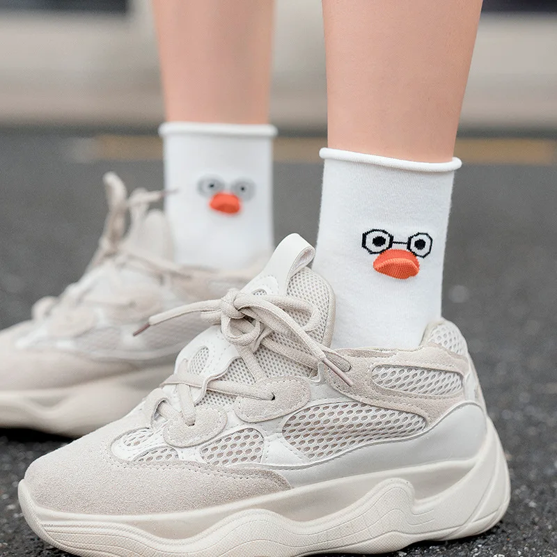 Японский Корейский Kawaii стиль женские носки осень мультфильм 3d Животный рот женские розовые носки забавные Meias 09102