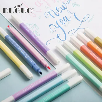 

DUGUO cute stationery creative highlighter double head oblique head study office mark focus color fresh boxed kawaii marker