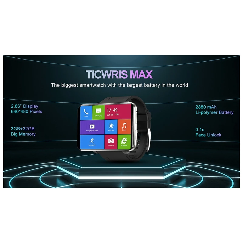TICWRIS MAX Smart Watch 3GB+32GB 2.86 Inch IP67