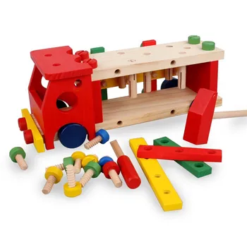 

Wooden puzzle disassembly nut cart assembled ball table tool cart multifunctional wooden children's combination toy