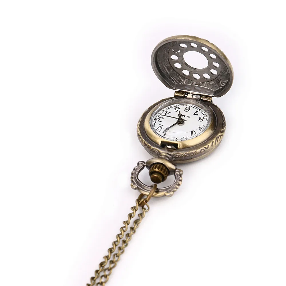 Новые карманные часы ретро стимпанк Ретро Бронзовый дизайн карманные часы кварцевые кулон ожерелье платье подарочные карманные часы женски 03