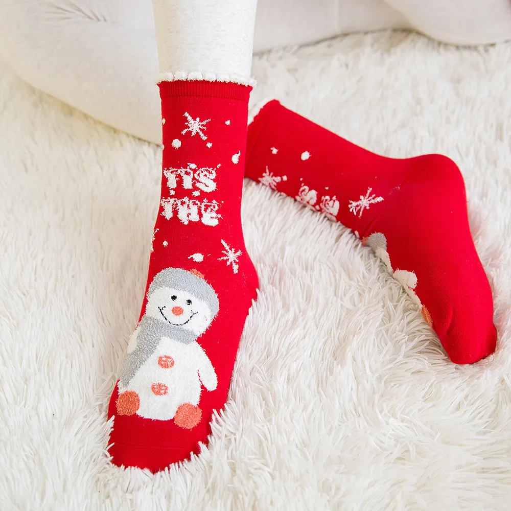Носки с рождественским Санта Клаусом женские хлопковые короткие зимние носки с лосем Милые носки с рисунком оленя, снеговика подарок на год носы#50