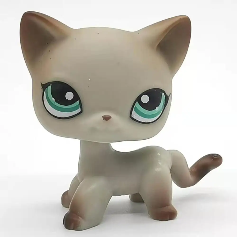 Флуоресцентный зеленый Редкий магазин домашних животных lps игрушки стоят маленькие короткие волосы кошки розовый#2291 Серый#5 черный#994 старые оригинальные игрушки для домашних животных котенок в подарок - Цвет: Флуоресцентный зеленый