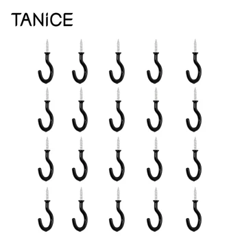 

TANiCE 20Pcs 1-1/2 " Black Cup Hooks Coffee Mug Cup Hooks Key Holder Screw In Hook Wall Mounted Hook For Kitchen Accessories