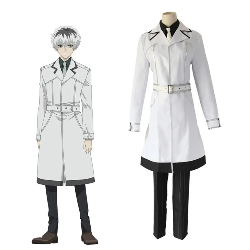 Аниме Tokyo Ghoul Haise Sasaki костюм для косплея Kaneki Ken кожаная белая куртка + ремень