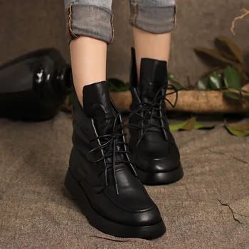 

SunNY Everest Fall&Winter 2020 Women'S Boots 3-5 Cm Leather Martin Boots Short Boots Non-Slip Black Casual Shoes size35-40