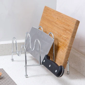

1Pcs Stand Stainless Steel Kitchen Shelf Pan Dish Rack Cutting Board Holder Storage Pot Lid Organizer Kitchen Storage Racks