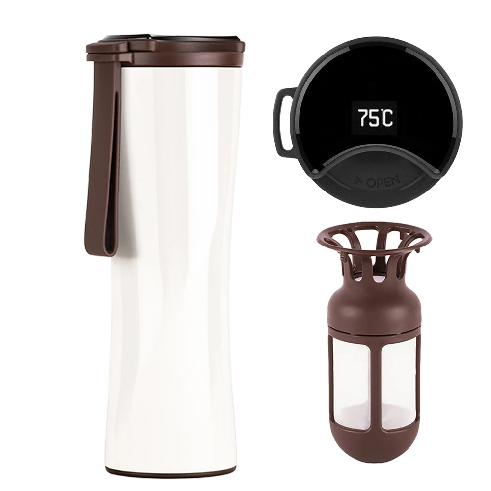 Дорожная кружка Moka Smart Coffee Tumbler 430 мл портативная Вакуумная бутылка с сенсорным OLED