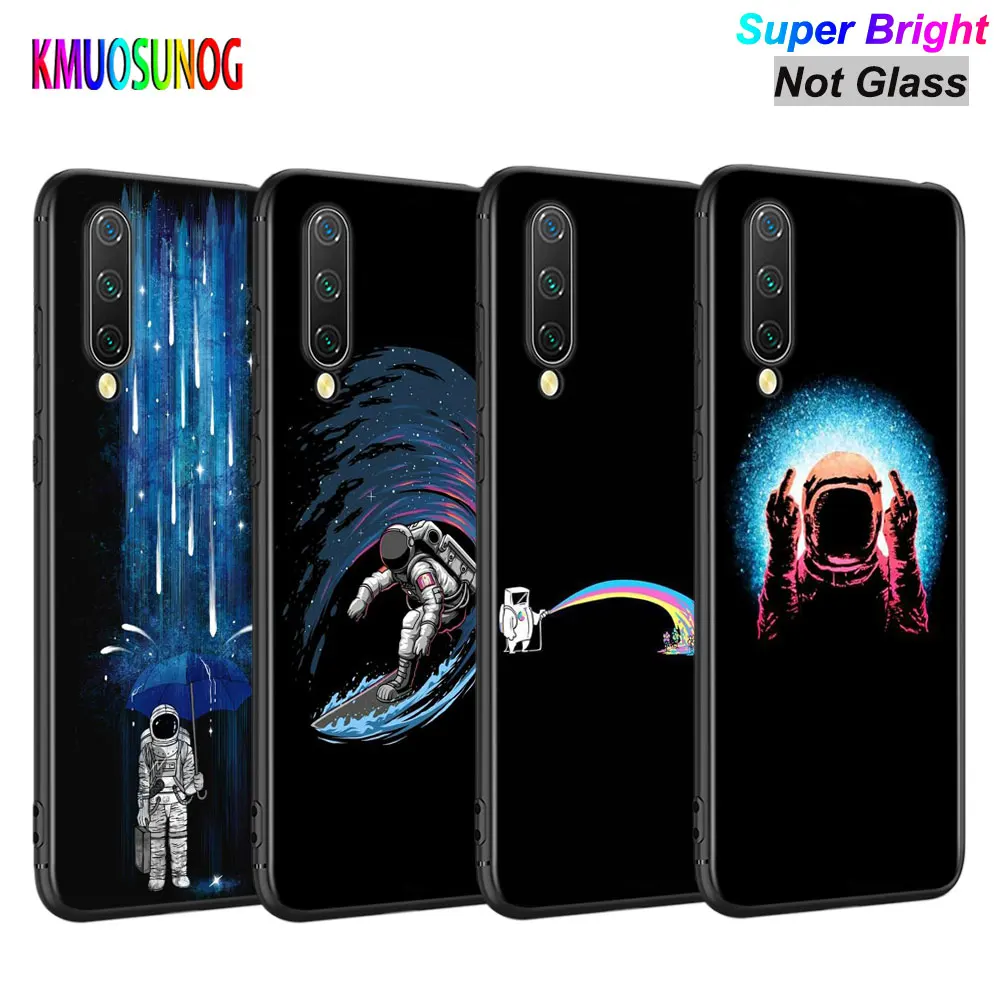 

Black Cover Space Moon Astronaut Art for Xiaomi Mi A3 A2 A1 5X 6X 6 8 Lite 9 9SE CC9 F1 9T 9TPro Play Phone Case