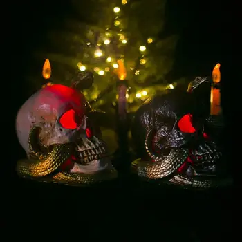 

New Halloween Decorations Simulation Disk Snake Skulls Ghost Festival Decoration Ornaments With Lights
