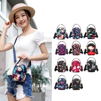 

3 Layers Fashion Zippers Mobile Phone Bags Coin Pocket Women Small Shoulder Bags Crossbody Bags Handbag mini nylon bag for girls