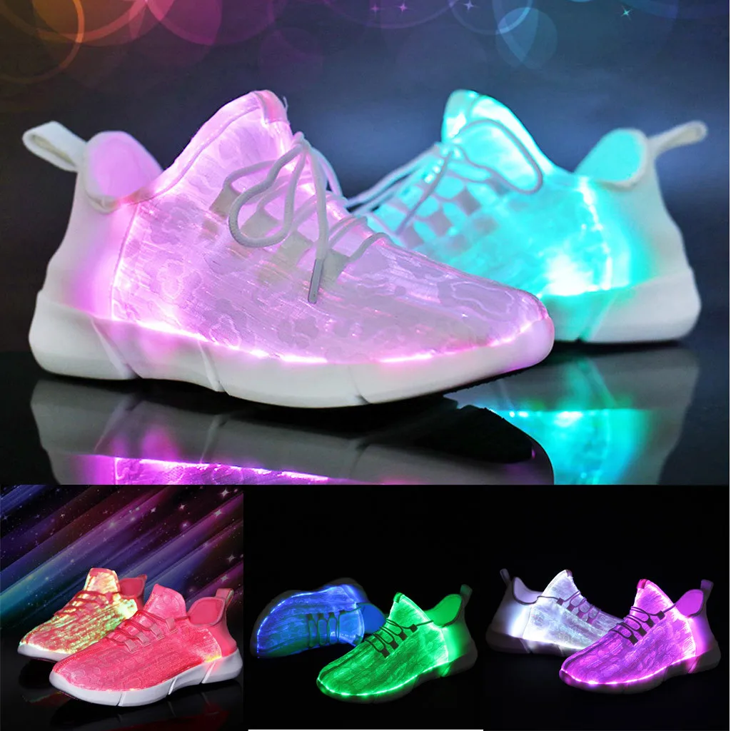 

SAGACE light casual shoes Couple Fashion Lace-Up led colorful flash shoes Non-slip Walking breathable Platform Sneakers X0114