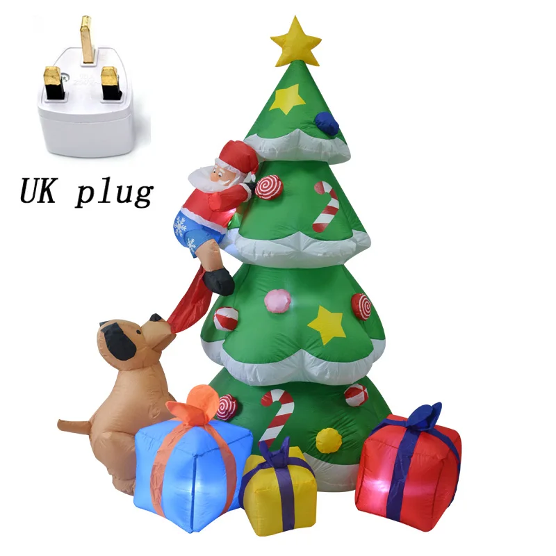 210 см гигантская надувная Рождественская елка с подарочными коробками щенок укусы Санта Клаус скалолазание дерево игрушки рождество хэллоуин вечерние реквизиты - Цвет: UK plug