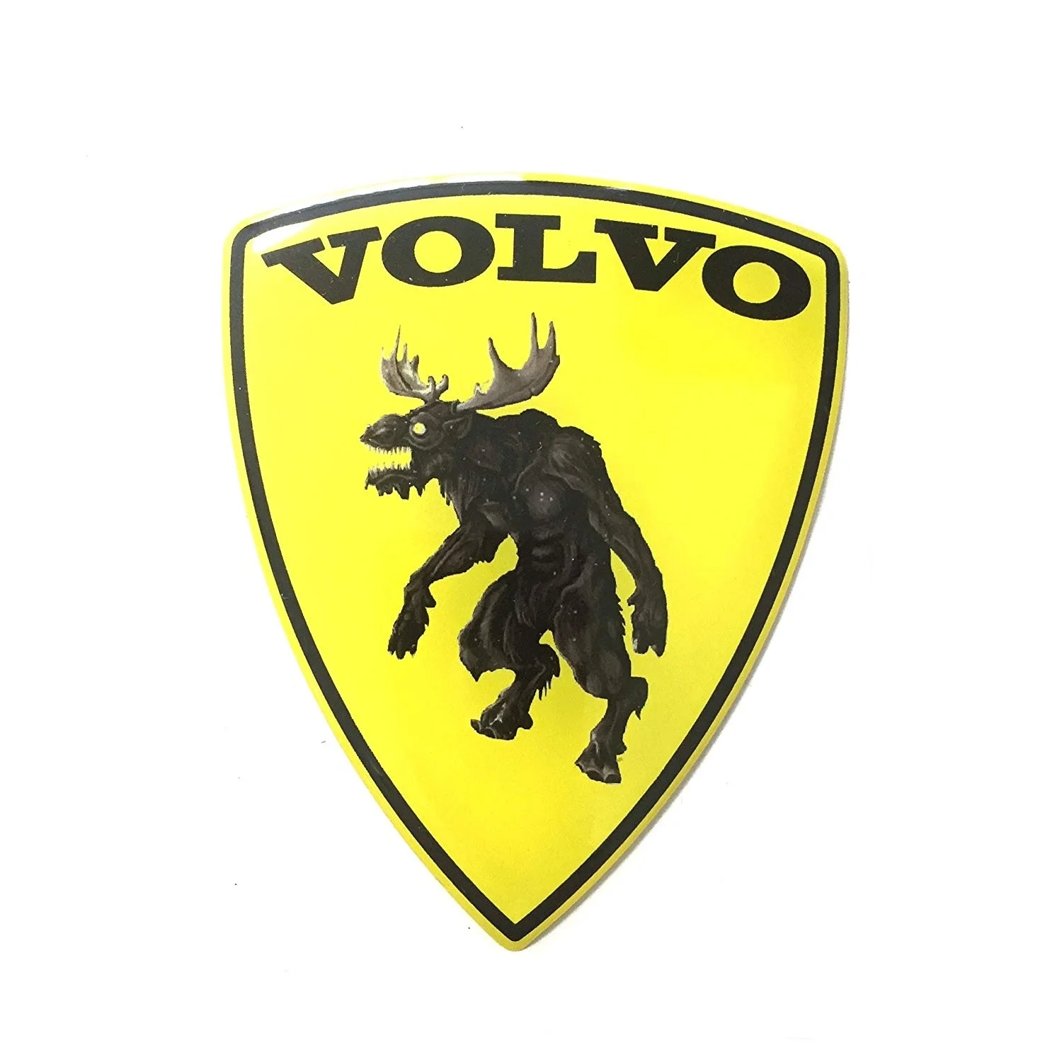 Для 2 шт./пара алстикеров! Zombie Moose(Лось) Volvo стикер автомобиля, полиуретановая смола пленка 3,1" X 2,76"(80x70 мм), желтый