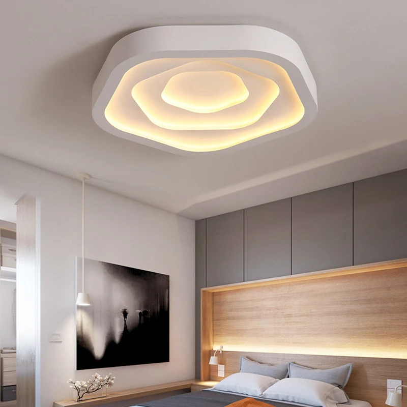 Led Ceiling Lamp Study Nordic Style Bedroom White Simple Dimmable Modern Rose Girl Heart Room Warm Creative Home Super Bright