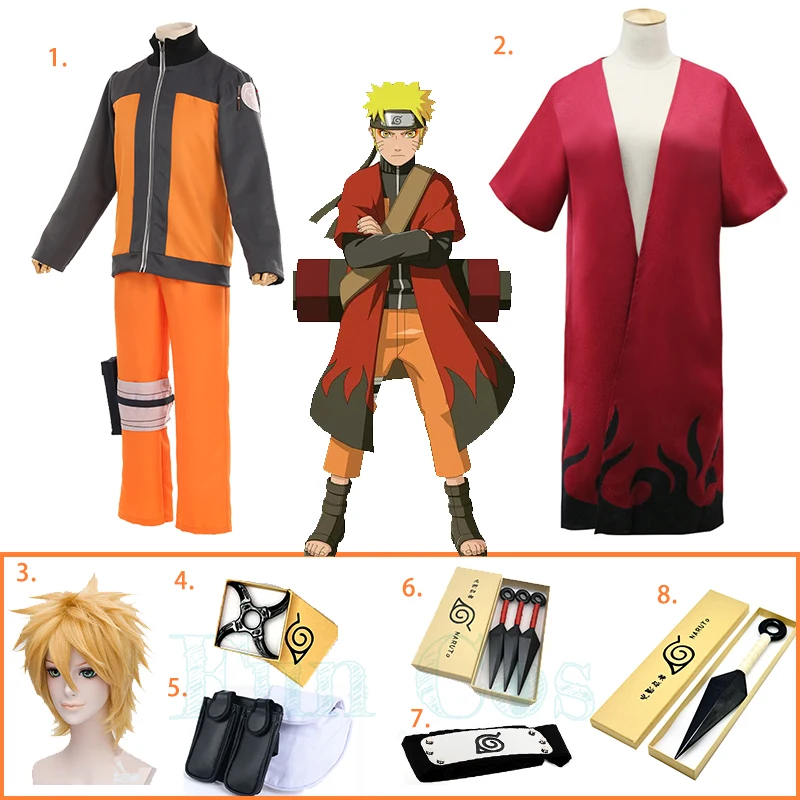 Anime Boruto Kids Costumes Cosplay Costume Golden Wig Cloak Bag Sword