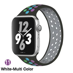 Silicone Solo Loop Strap for Apple Watch Band - Ultra Comfortable Replacement Bracelet (11 Black colorful)