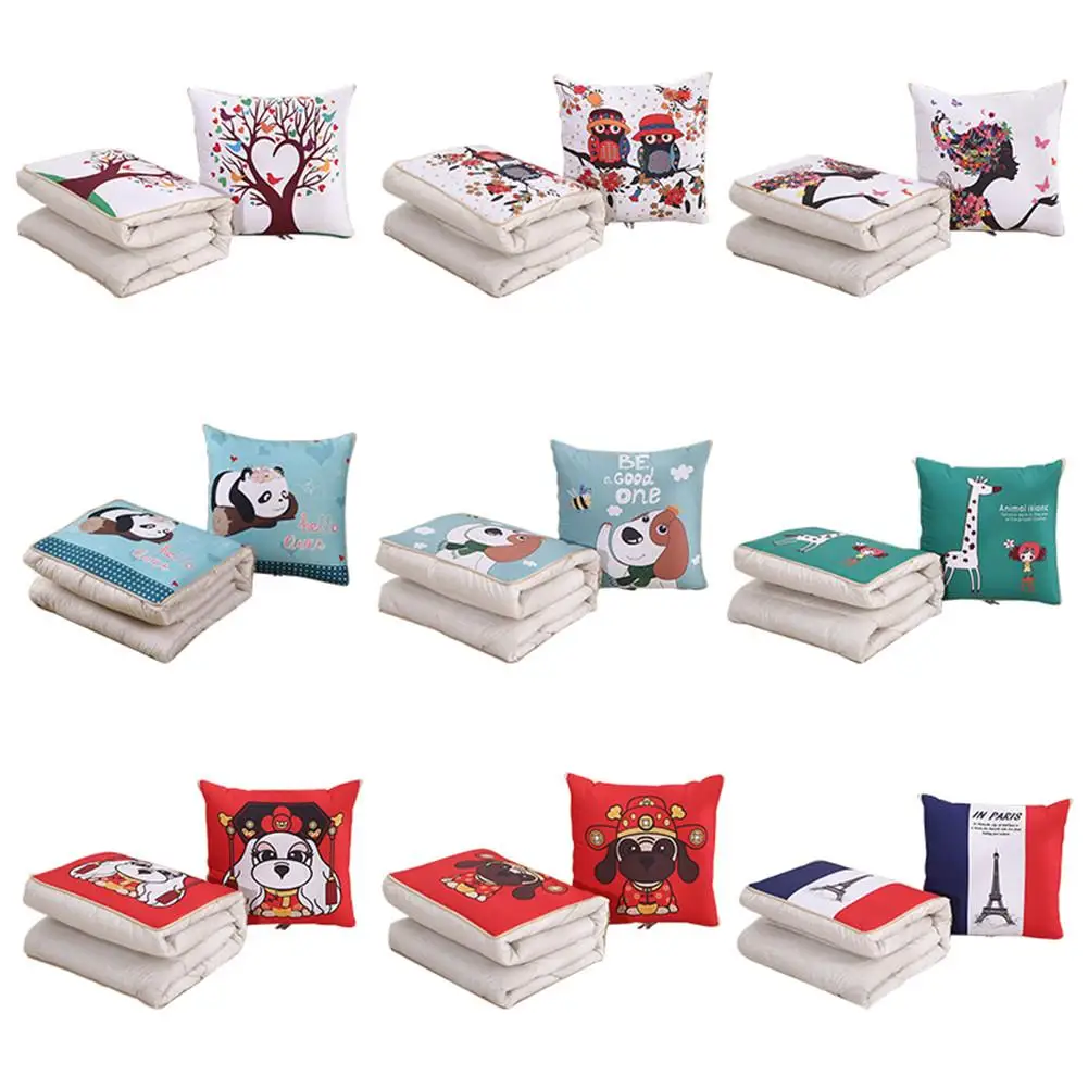 

Cute Square Pillow Multi-function Pillow Quilt Portable Folding Blanket Travel Gadgets Pillows For Home Office Car Accessories