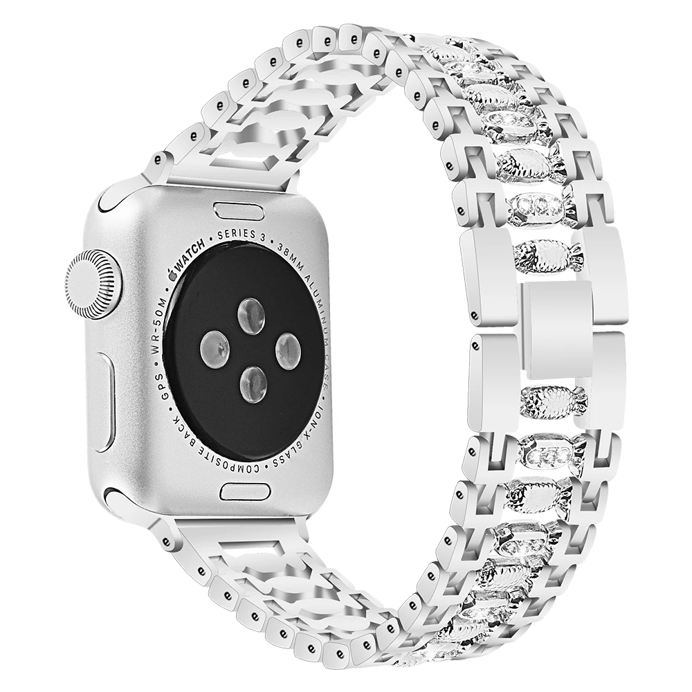 Joyozy браслет из нержавеющей стали для apple watch 38 мм/42 мм браслет с бриллиантами регулируемый ремешок для apple watch 5/4/3/2/1