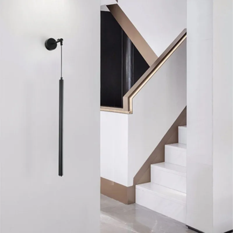 NEW Nordic LED wall light creative personality bedroom bedside cylindrical black tube aisle corridor decorative wall lamp