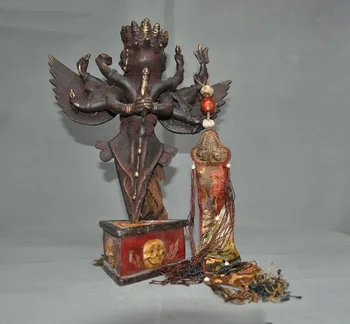 

wedding decoration Tibet bronze Cinnabar wood Buddhism Hevajra Budda Yab-Yum Phurpa Vajra Dagger