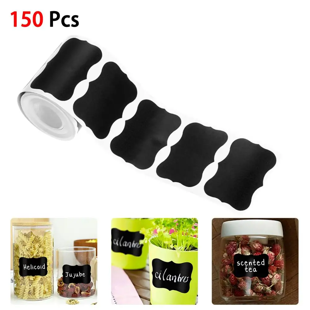 

150pcs Spice Sticker Kitchen Label Sticker Waterproof Jar Stickers Storage Organizer Bottles Jars Stickers Blackboard Spices Tag