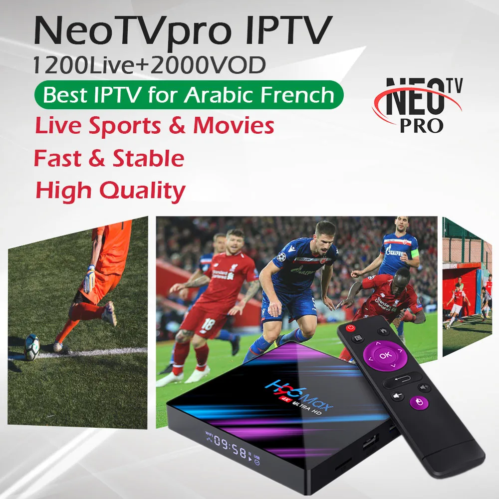 H96 Max Android 9,0 ТВ приставка RK3318 4 ГБ/64 Гб двойная WiFi приставка+ Neo tv pro IP tv подписка арабский Франция IP ТВ Поддержка Youtube