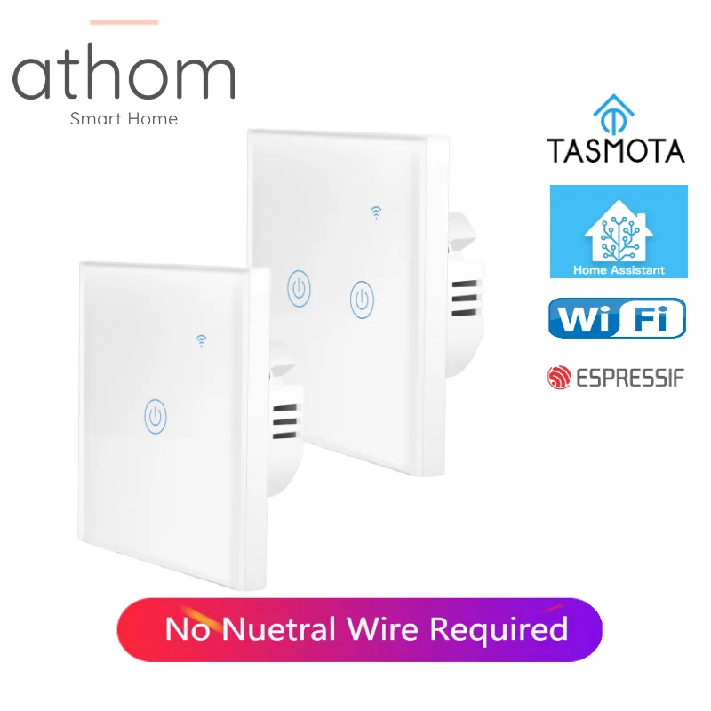 ATHOM pre Flashed Tasmota без нейтрального и с нейтральным двойным режимом ЕС wi fi