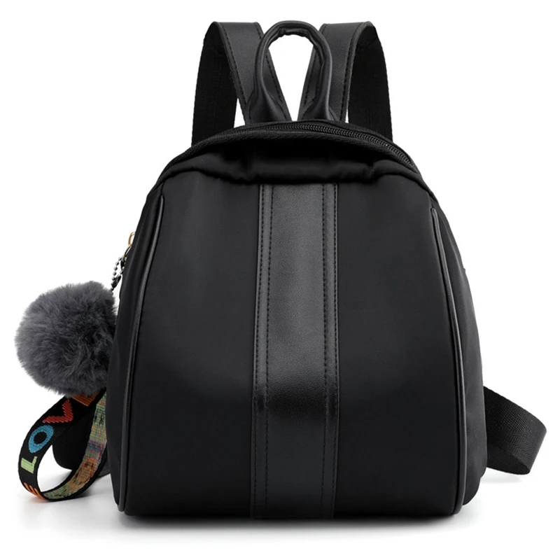 

Female Backpacks Students Fuzzy Ball Pendant Shoulder Schoolbags Women Fashion Small Travel Bags